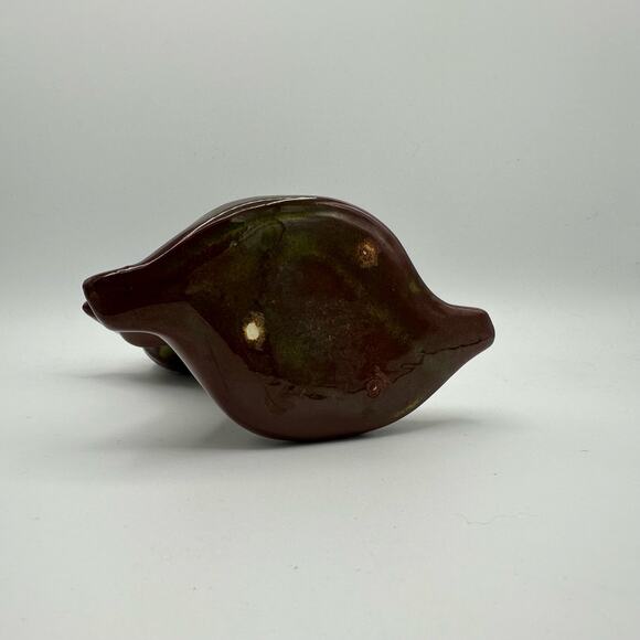 Vintage 1950s Tulip Vase with Variegated Brown and Dark Green Glaze - Picture 7 of 16